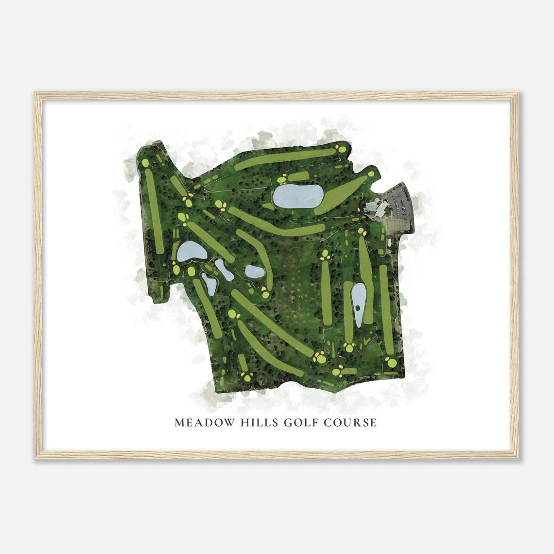 Meadow Hills Golf Course Classic Detailed Watercolor Map Poster - Image 2