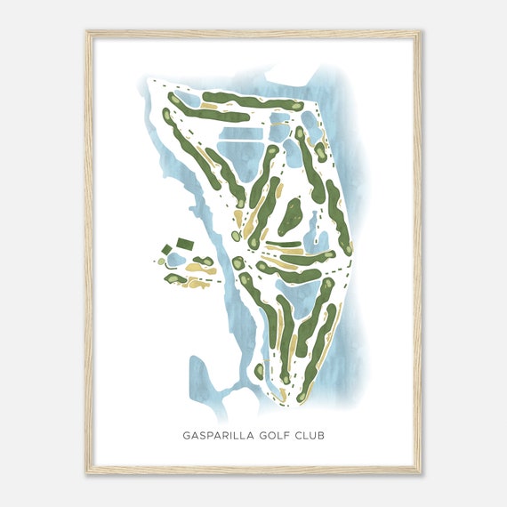 Gasparilla Golf Club Florida Modern Watercolor Map Golfer Gift Golf Wall Art Golf Poster Print Course Layout