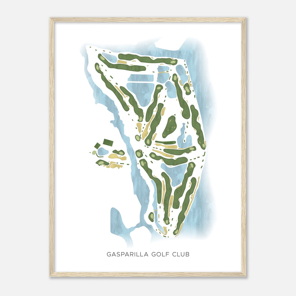 Gasparilla Golf Club Florida Modern Watercolor Course Map Poster