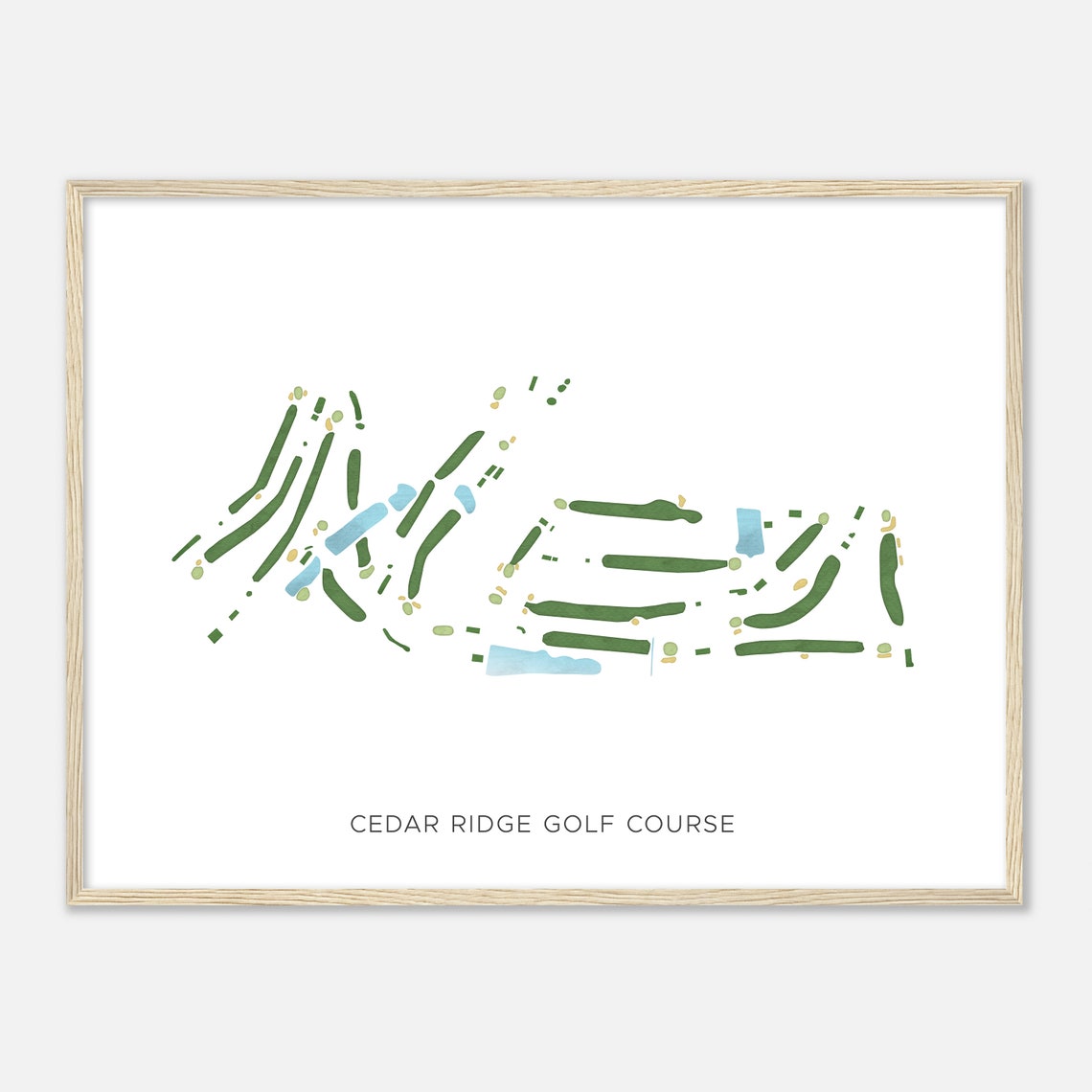 Cedar Ridge Golf Course Modern Minimalist Watercolor Course Map Poster - Image 2