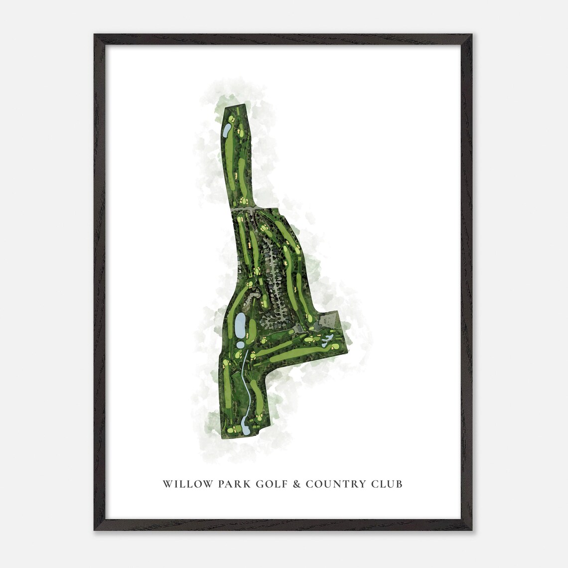 Willow Park Golf and Country Club Classic Watercolor Map Poster - Image 2