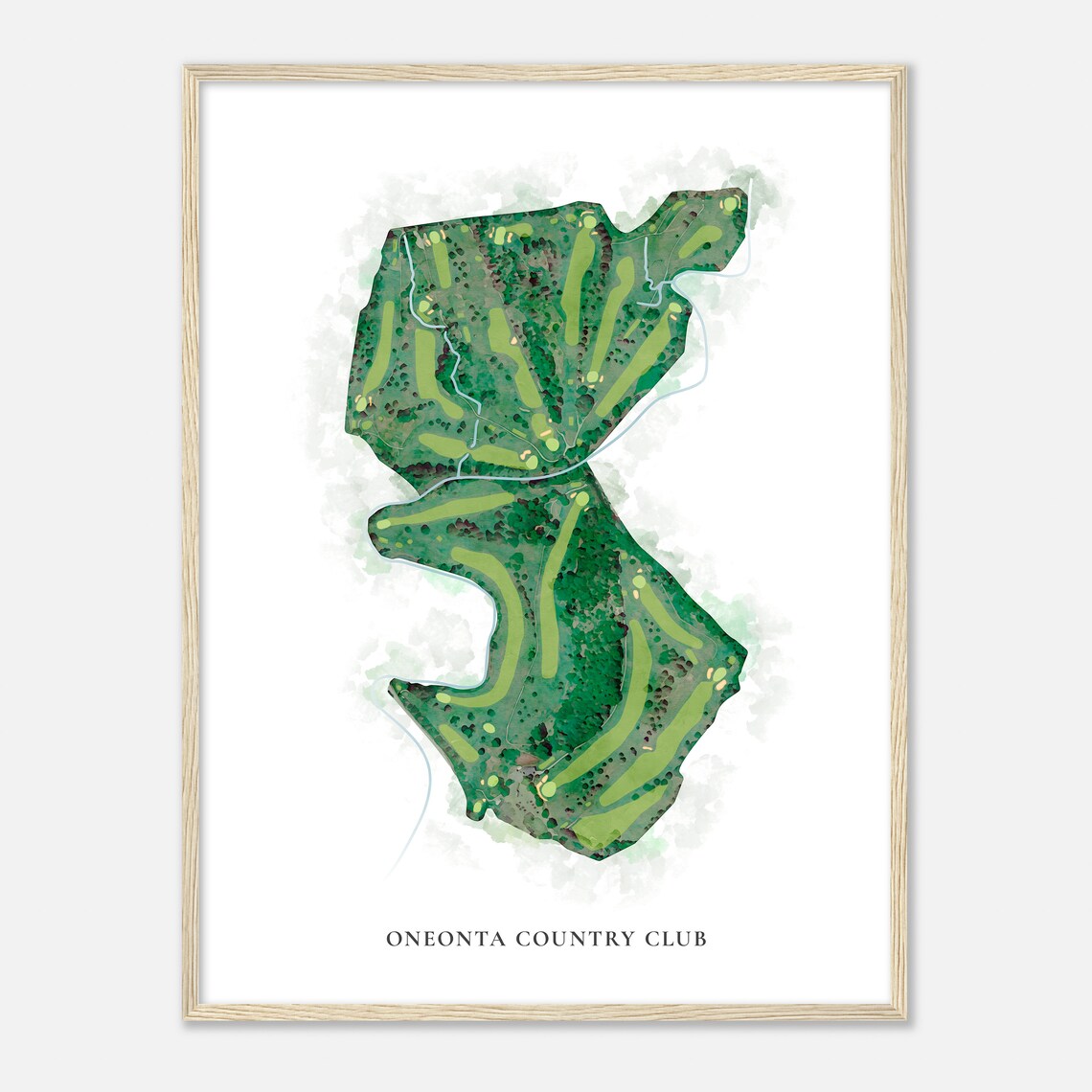 Oneonta Country Club New York Classic Watercolor Golf Map Poster
