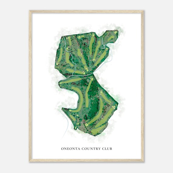 Oneonta Country Club New York Classic Watercolor Map Golfer Gift Golf Wall Art Golf Poster Print Course Layout