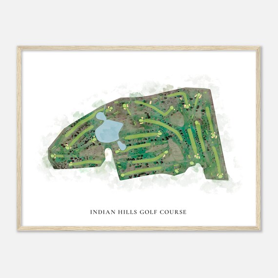 Indian Hills Golf Course New York Classic Watercolor Map Golfer Gift Golf Wall Art Golf Poster Print Course Layout