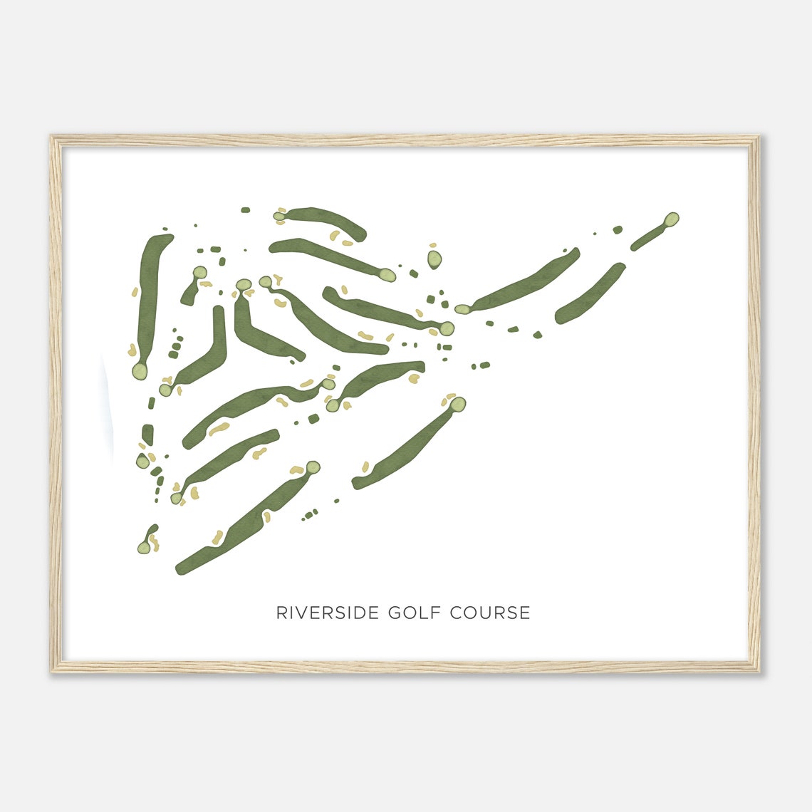 Riverside Golf Course Minimalist Watercolor Fairway Map Poster - Image 2