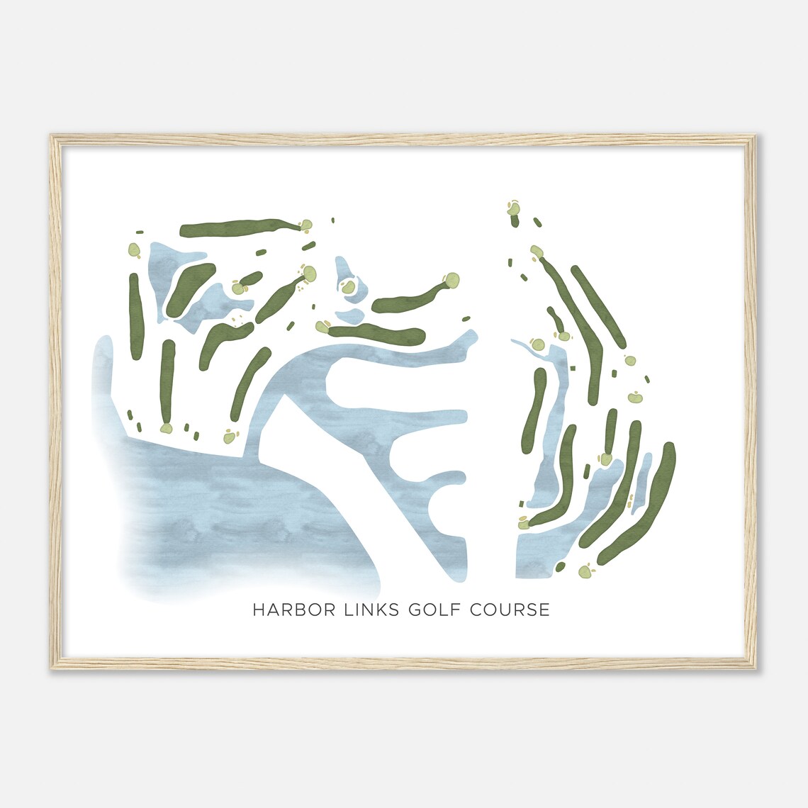 Harbor Links Golf Course Oregon Modern Watercolor Map Golfer Gift Golf Wall Art Golf Poster Print Course Layout