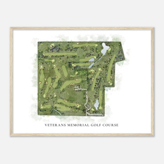 Veterans Memorial Golf Course Illinois Classic Watercolor Map Golfer Gift Golf Wall Art Golf Poster Print Course Layout
