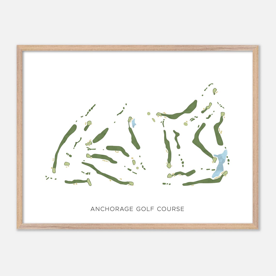Scenic Anchorage Golf Course Alaska Modern Watercolor Map Poster