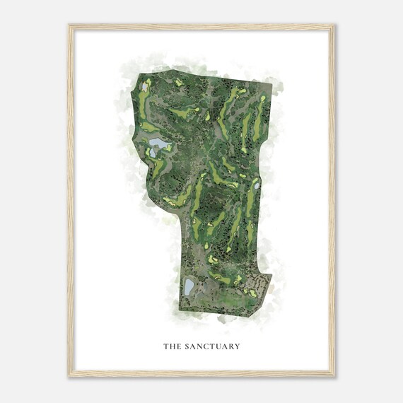 The Sanctuary Colorado Classic Watercolor Map Golfer Gift Golf Wall Art Golf Poster Print Course Layout