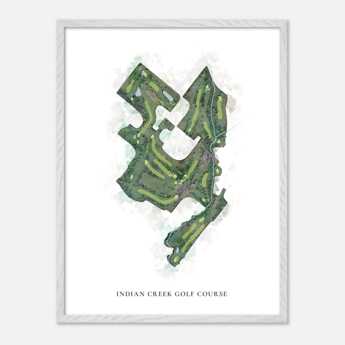 Indian Creek Golf Course Oregon Classic Watercolor Map Poster - Image 2