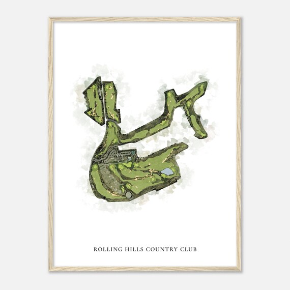 Rolling Hills Country Club California Classic Watercolor Map Golfer Gift Golf Wall Art Golf Poster Print Course Layout