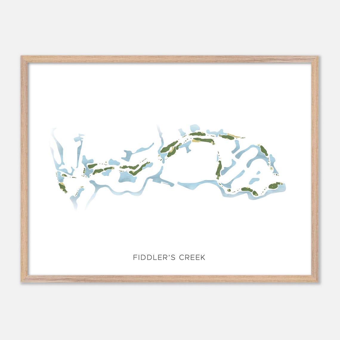 Fiddler's Creek Naples Florida Modern Watercolor Golf Map Poster