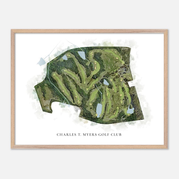 Charles T. Myers Golf Club Charlotte NC Classic Watercolor Poster