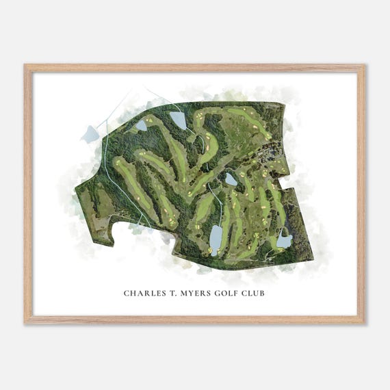 Charles T Myers Golf Club In Charlotte North Carolina Classic Watercolor Map Golfer Gift Golf Wall Art Golf Poster Print