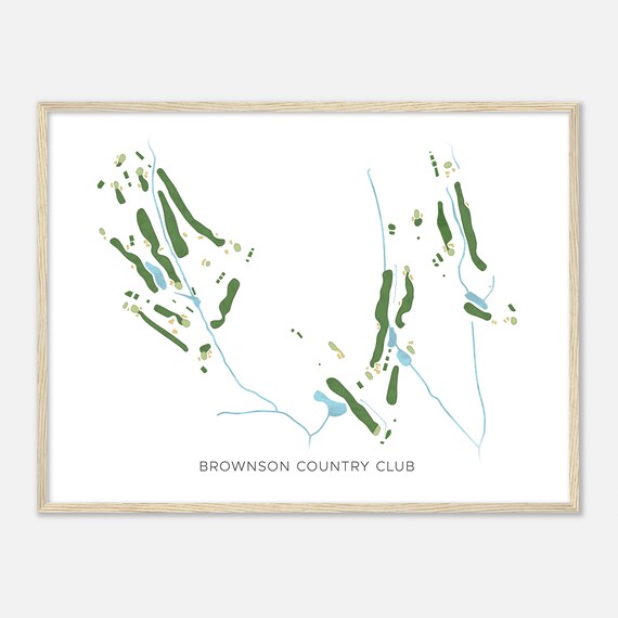 Brownson Country Club Connecticut Modern Watercolor Map Golfer Gift Golf Wall Art Golf Poster Print Course Layout