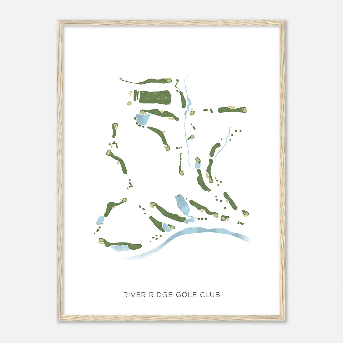 River Ridge Golf Club Modern Watercolor Golf Course Map Poster