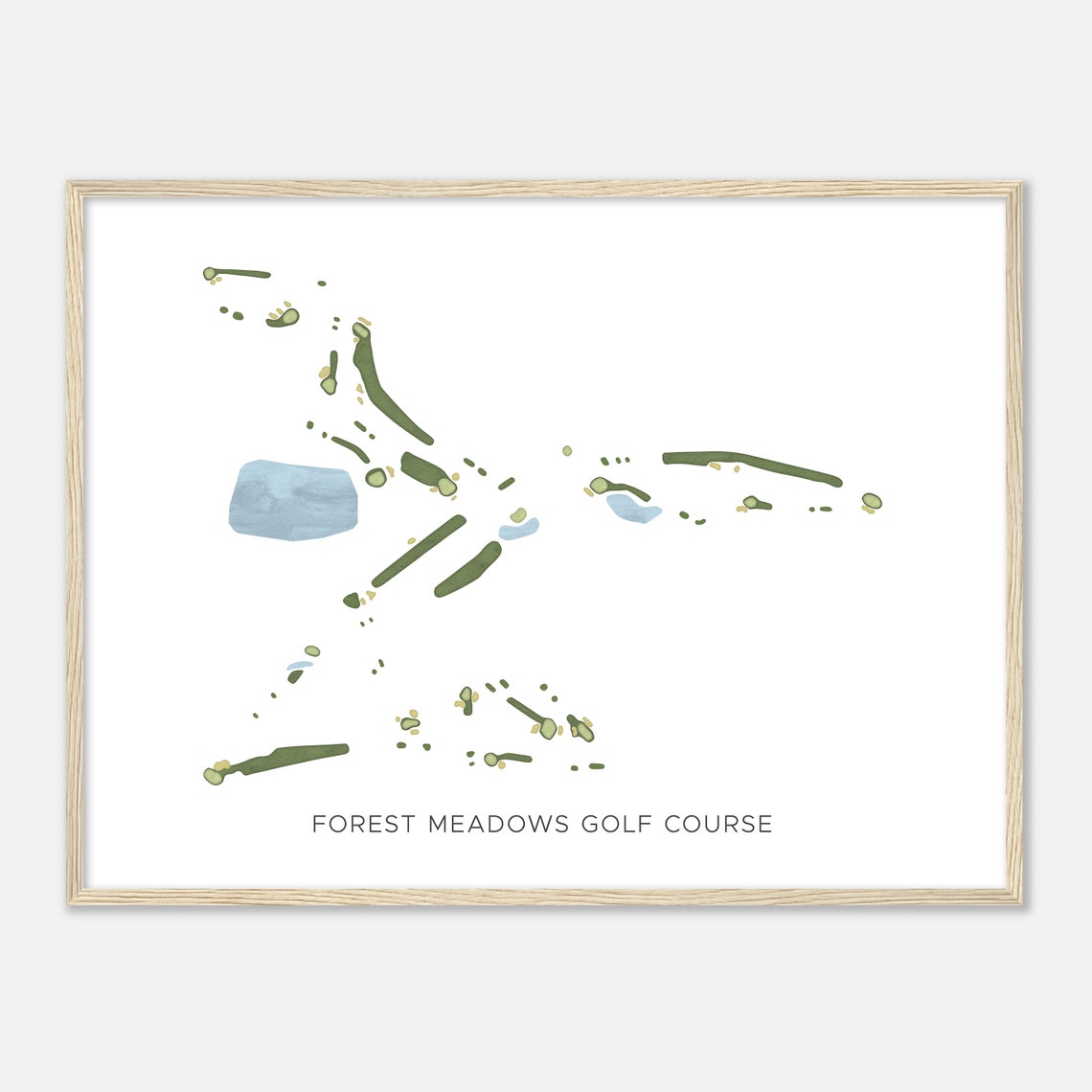 Forest Meadows Golf Course Minimalist Watercolor Fairway Map Poster - Image 2