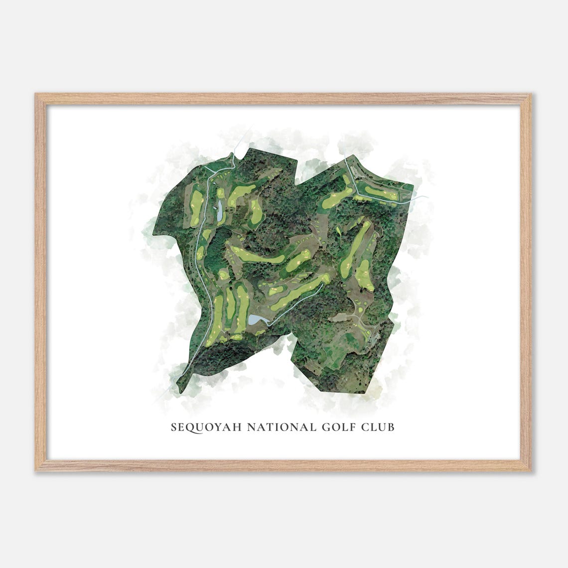 Sequoyah National Golf Club Classic Watercolor Golf Course Map Poster