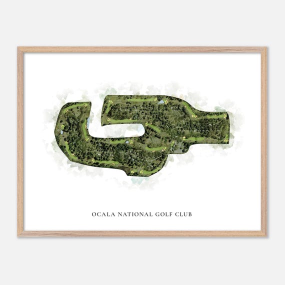 Ocala National Golf Club In Ocala Florida Classic Watercolor Map Golfer Gift Golf Wall Art Golf Poster Print Course Layout