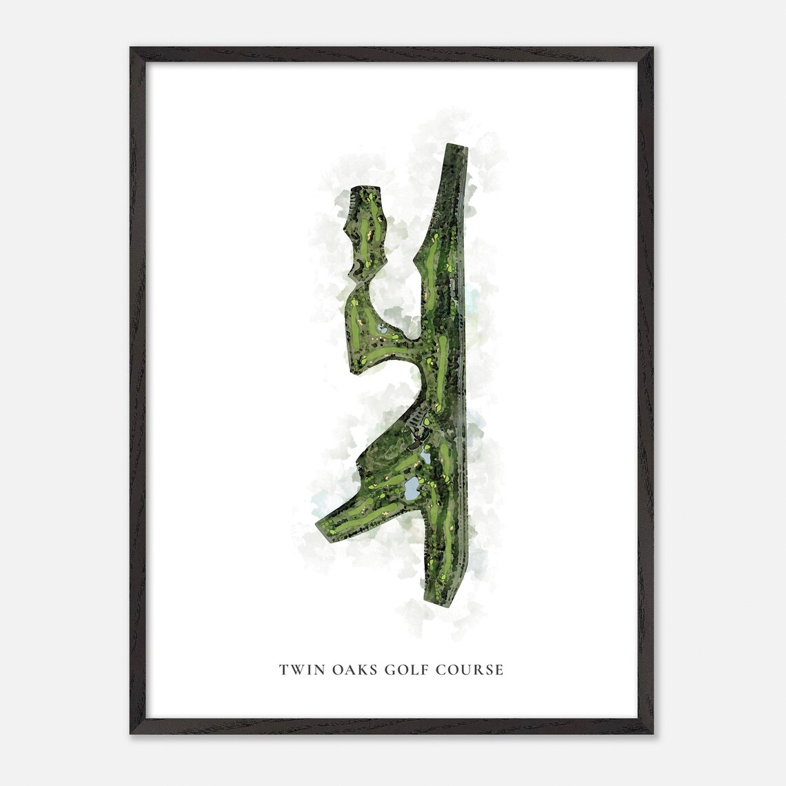 Twin Oaks Golf Course California Classic Watercolor Map Poster - Image 3