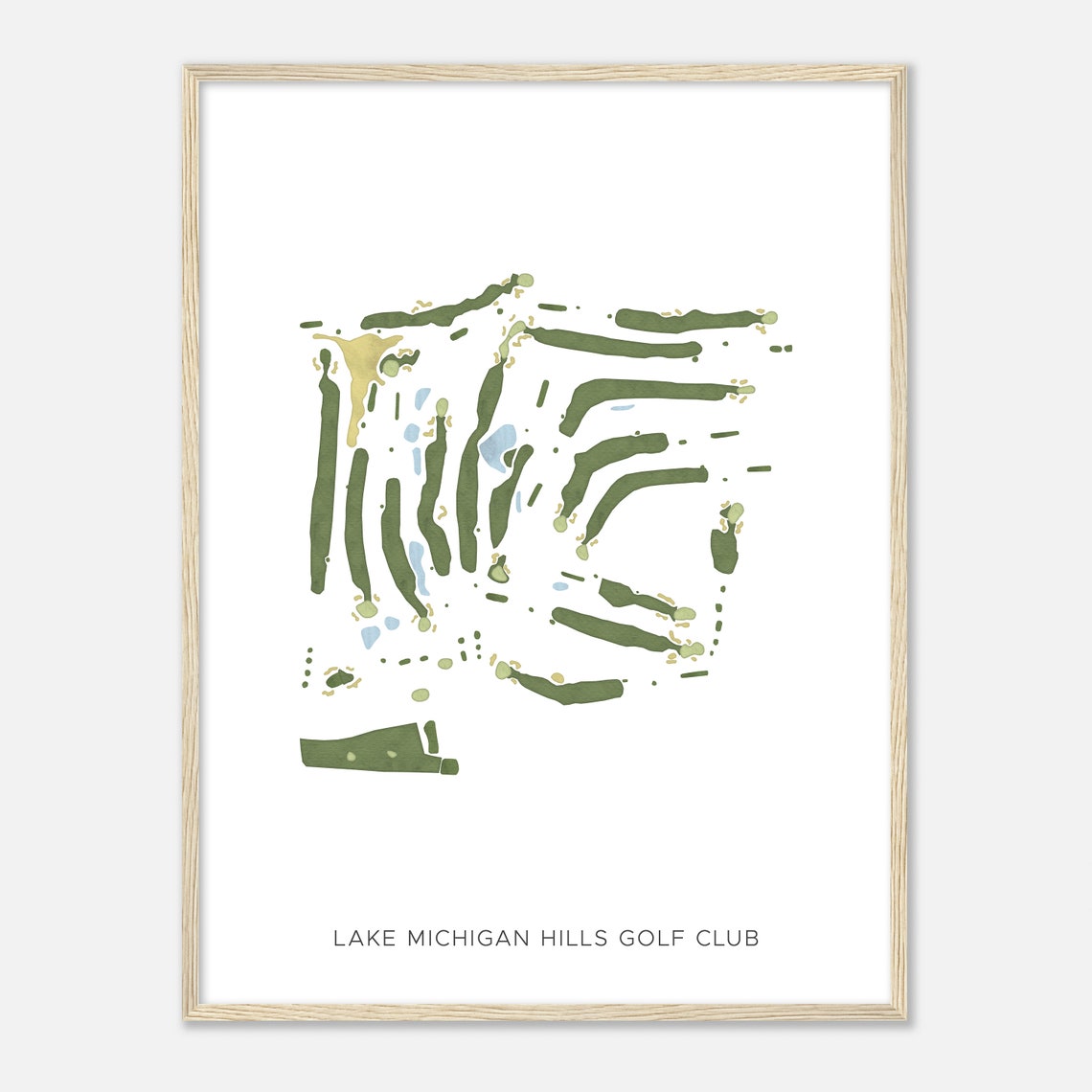 Lake Michigan Hills Golf Club Modern Minimalist Golf Map Poster - Image 2