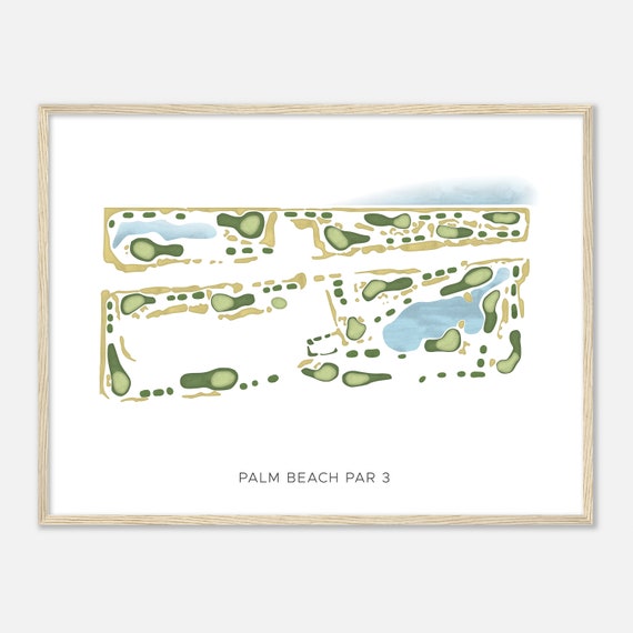Palm Beach Par 3 Florida Modern Watercolor Map Golfer Gift Golf Wall Art Golf Poster Print Course Layout