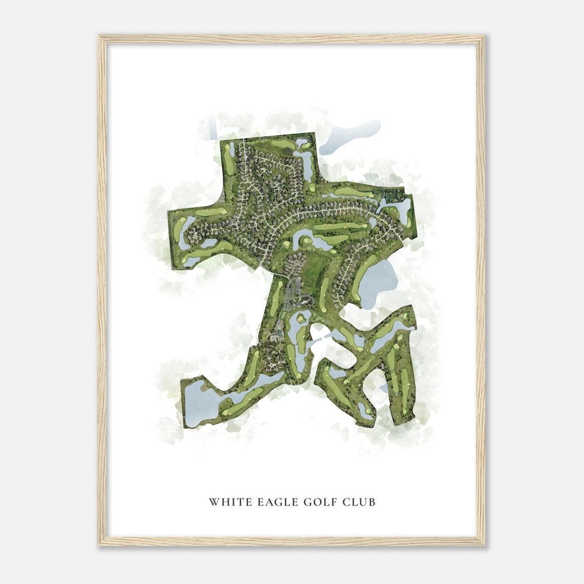 White Eagle Golf Club Illinois Classic Aerial Watercolor Map Poster - Image 2