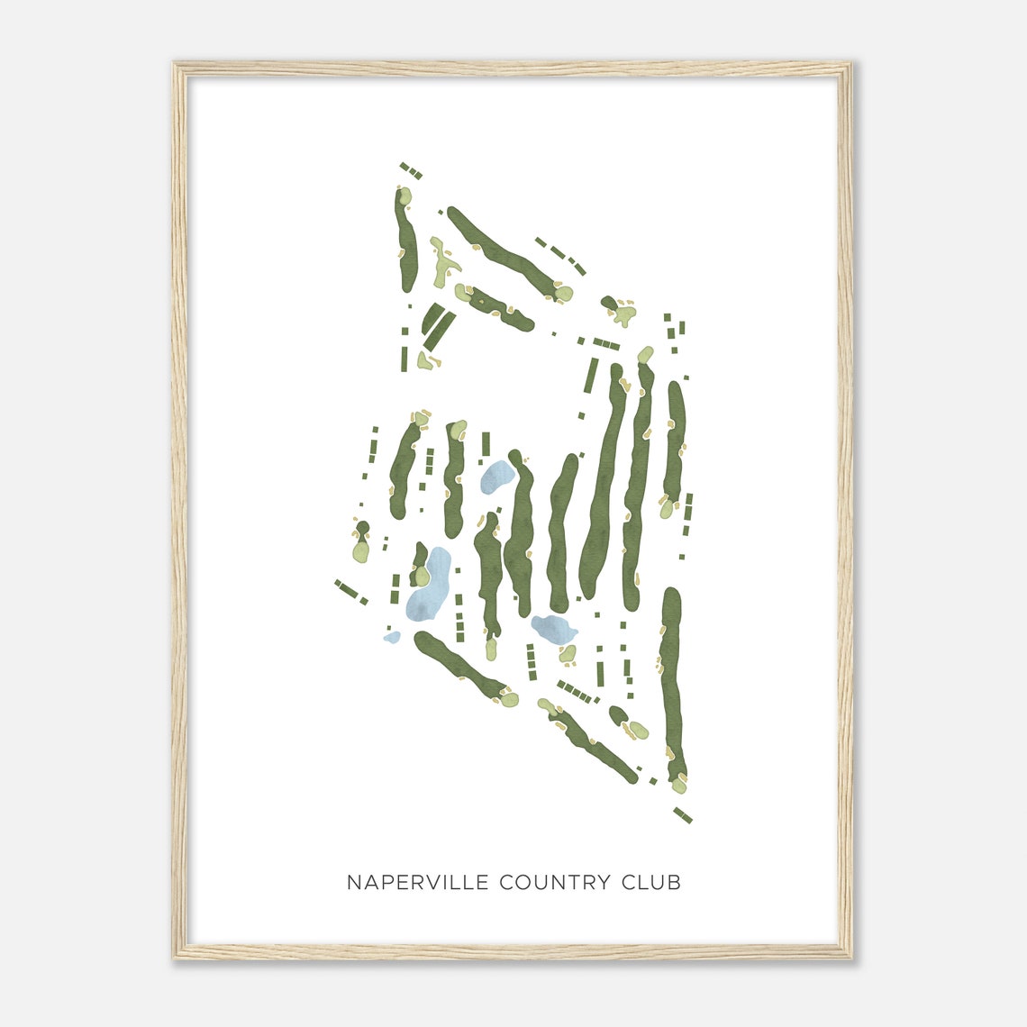 Naperville Country Club Modern Minimalist Watercolor Golf Map Poster - Image 2