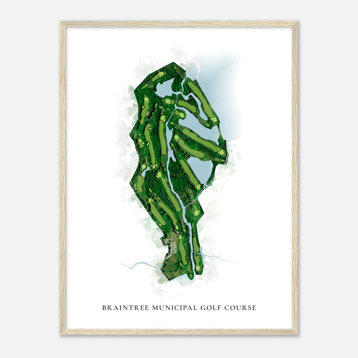 Braintree Municipal Golf Course Massachusetts Classic Watercolor Map Golfer Gift Golf Wall Art Golf Poster Print Course Layout - Image 2