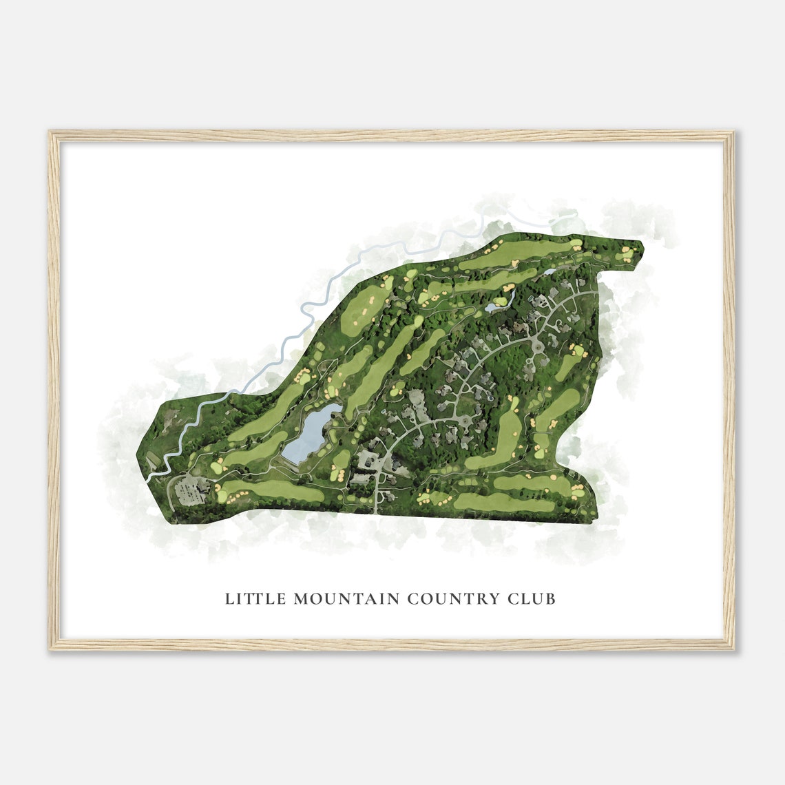 Little Mountain Country Club Ohio Watercolor Golf Course Map Poster