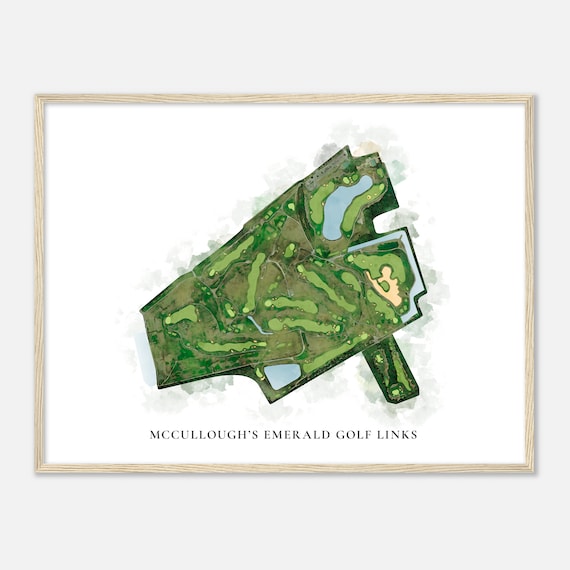 Mcculloughs Emerald Golf Links New Jersey Classic Watercolor Map Golfer Gift Golf Wall Art Golf Poster Print Course Layout