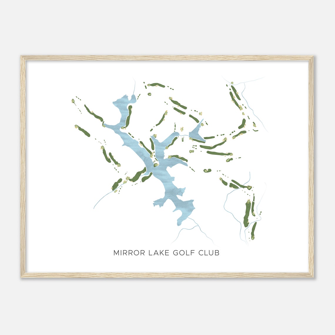 Mirror Lake Golf Club Georgia Modern Watercolor Course Map Poster