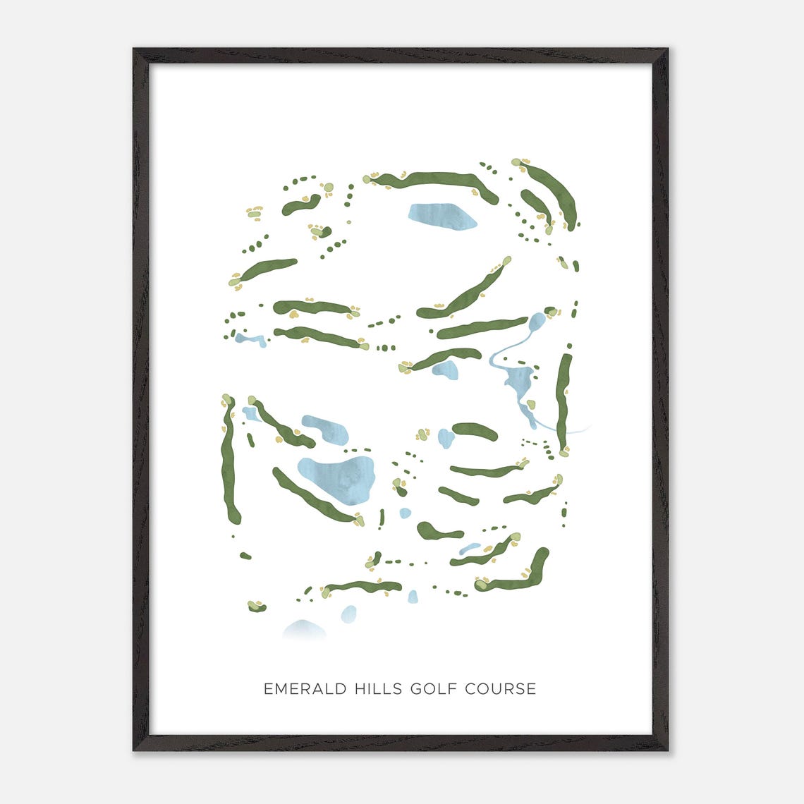 Emerald Hills Golf Course Minimalist Watercolor Map Art Poster - Image 2