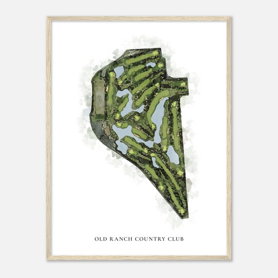 Old Ranch Country Club California Classic Watercolor Map Golfer Gift Golf Wall Art Golf Poster Print Course Layout