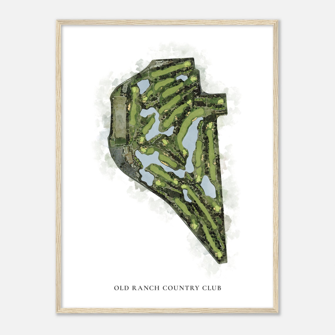 Old Ranch Country Club Classic Watercolor Golf Course Map Poster
