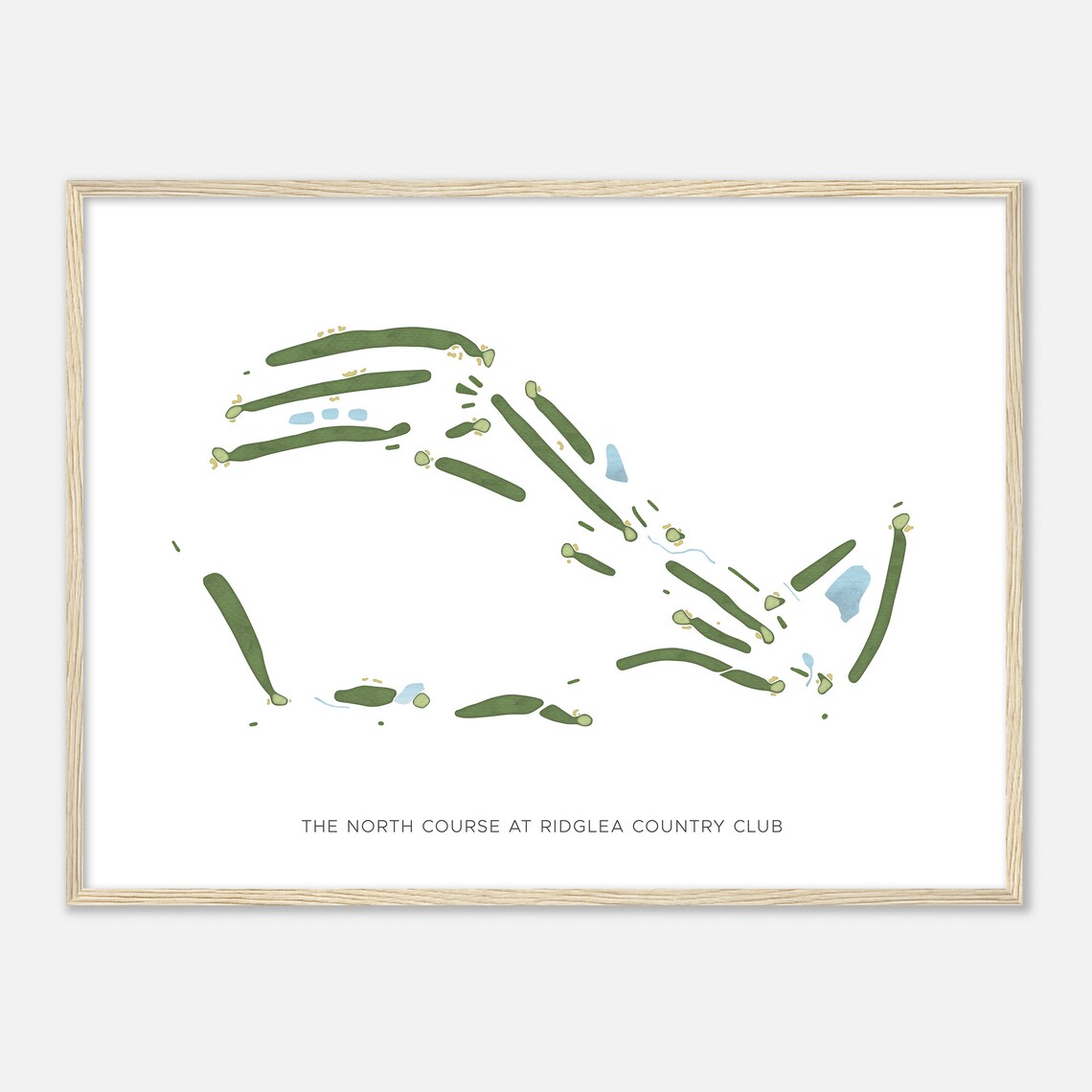 The North Course At Ridglea Country Club Modern Watercolor Golf Map Poster