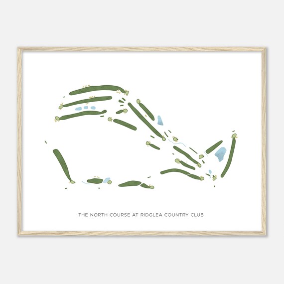 The North Course At Ridglea Country Club Modern Watercolor Golf Map Poster