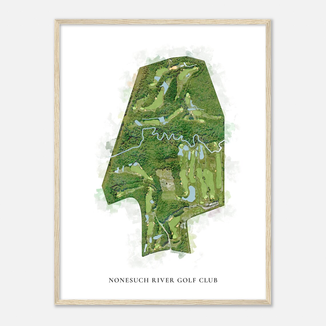 Nonesuch River Golf Club Maine Watercolor Map Print - Image 2