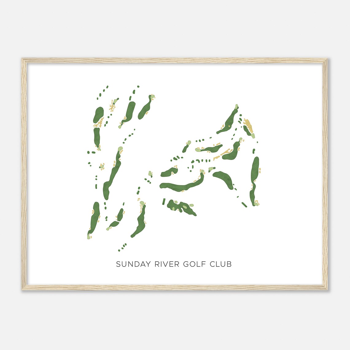 Sunday River Golf Club Maine Minimalist Watercolor Course Map Poster