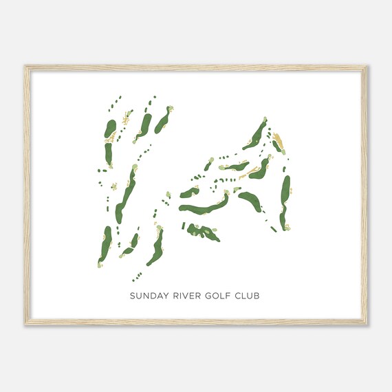 Sunday River Golf Club Maine Modern Watercolor Map Golfer Gift Golf Wall Art Golf Poster Print Course Layout