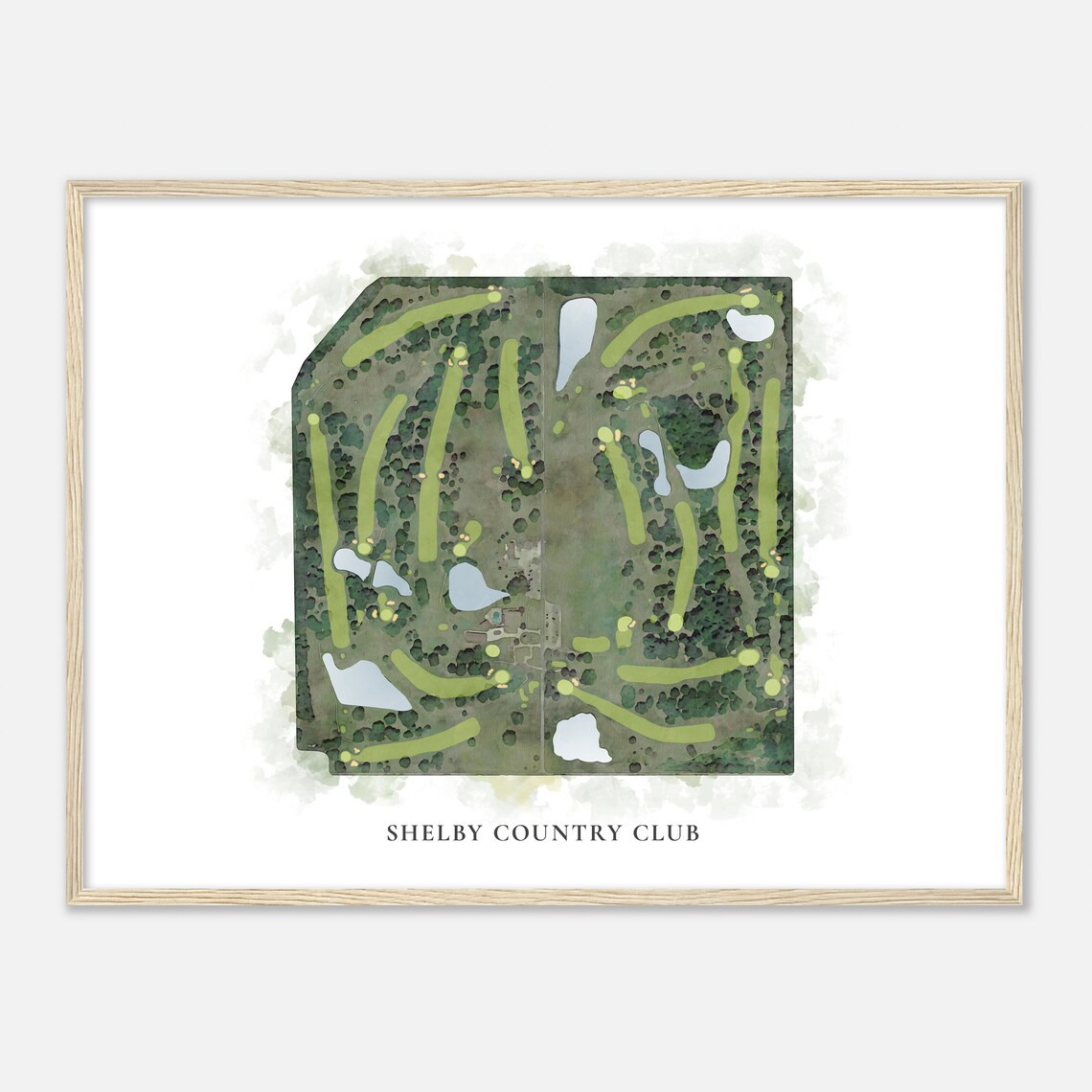 Shelby Country Club Golf Course Watercolor Map Golfer Gift Poster
