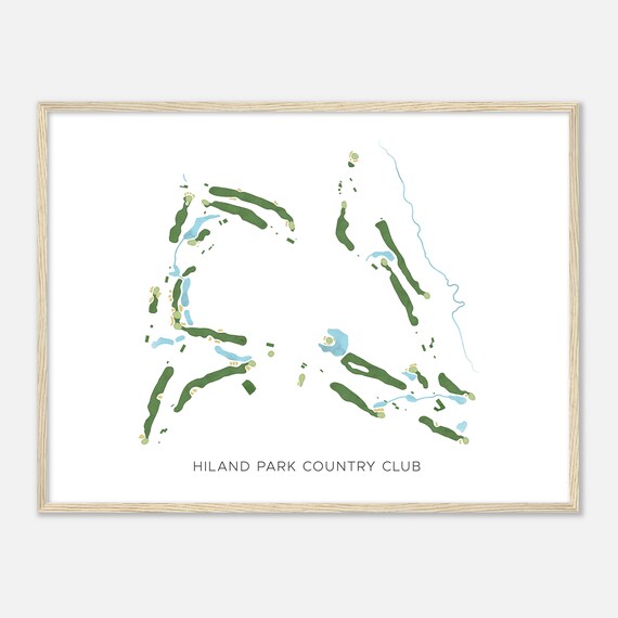 Hiland Park Country Club New York Modern Watercolor Map Golfer Gift Golf Wall Art Golf Poster Print Course Layout