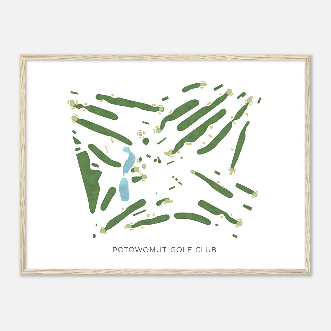 Potowomut Golf Club Rhode Island Modern Watercolor Map Golfer Gift Golf Wall Art Golf Poster Print Course Layout