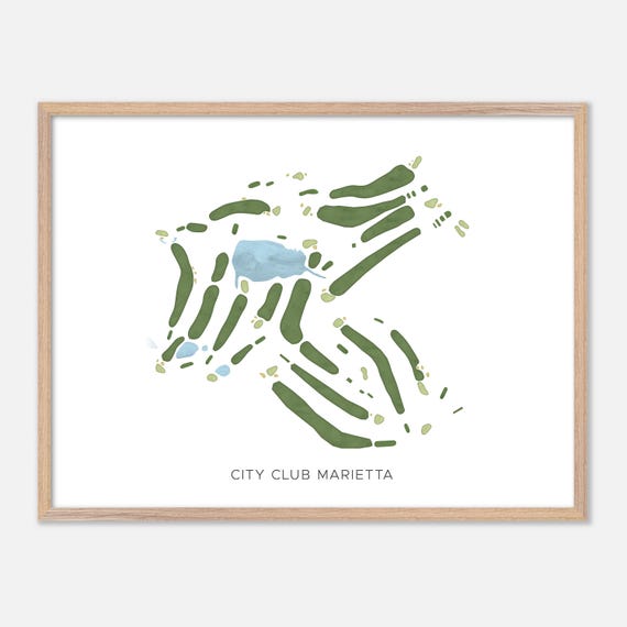 City Club Marietta In Marietta Georgia Modern Watercolor Map Golfer Gift Golf Wall Art Golf Poster Print Course Layout