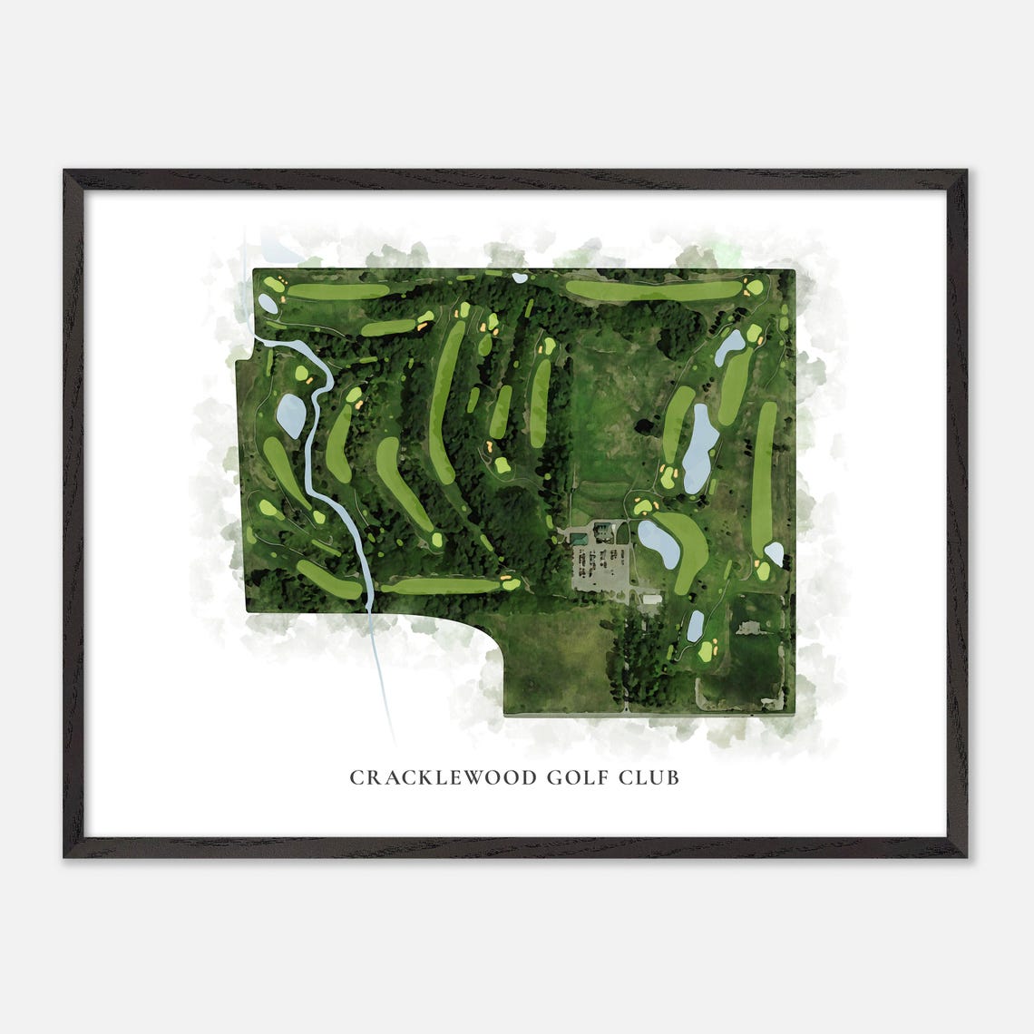 Cracklewood Golf Club Classic Watercolor Aerial Map Art Poster - Image 5