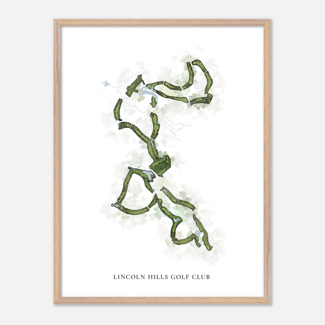 Lincoln Hills Golf Club Classic Watercolor Golf Course Map Art Print - Image 2