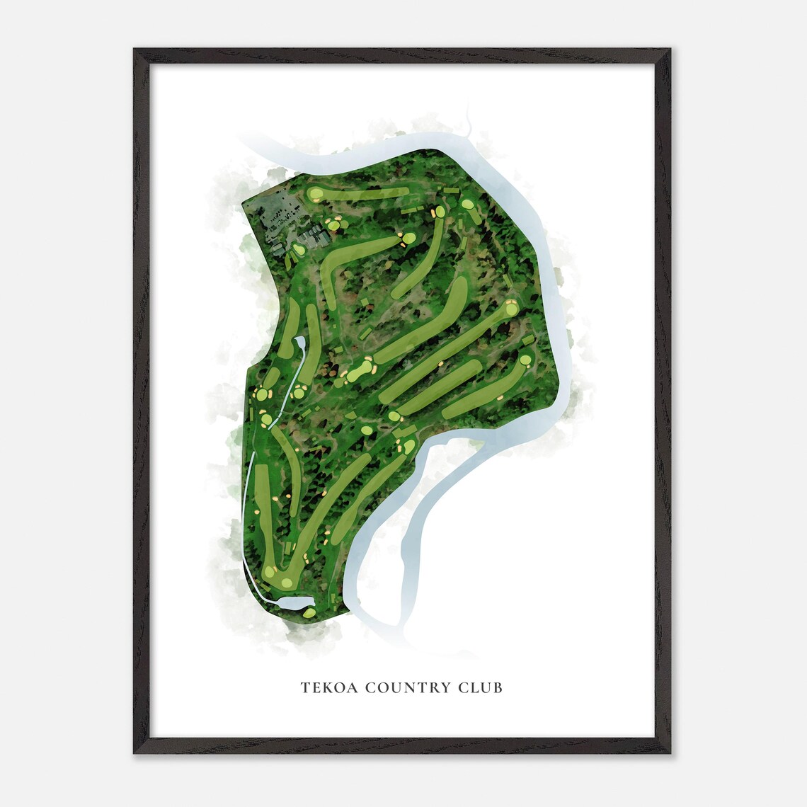 Tekoa Country Club Golf Course Watercolor Aerial Map Art Poster - Image 3