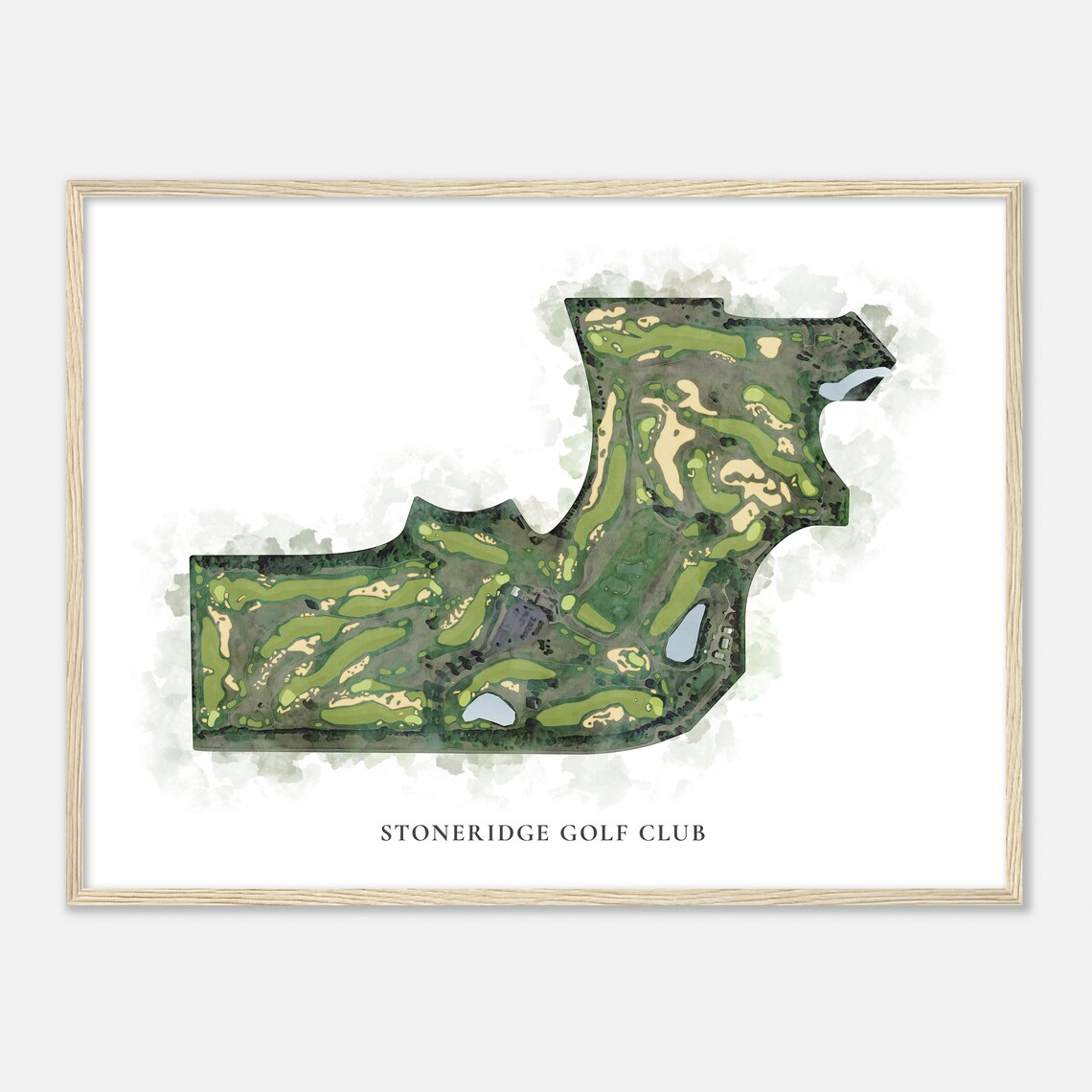 Stoneridge Golf Club Classic Watercolor Aerial Course Map Art Poster - Image 2