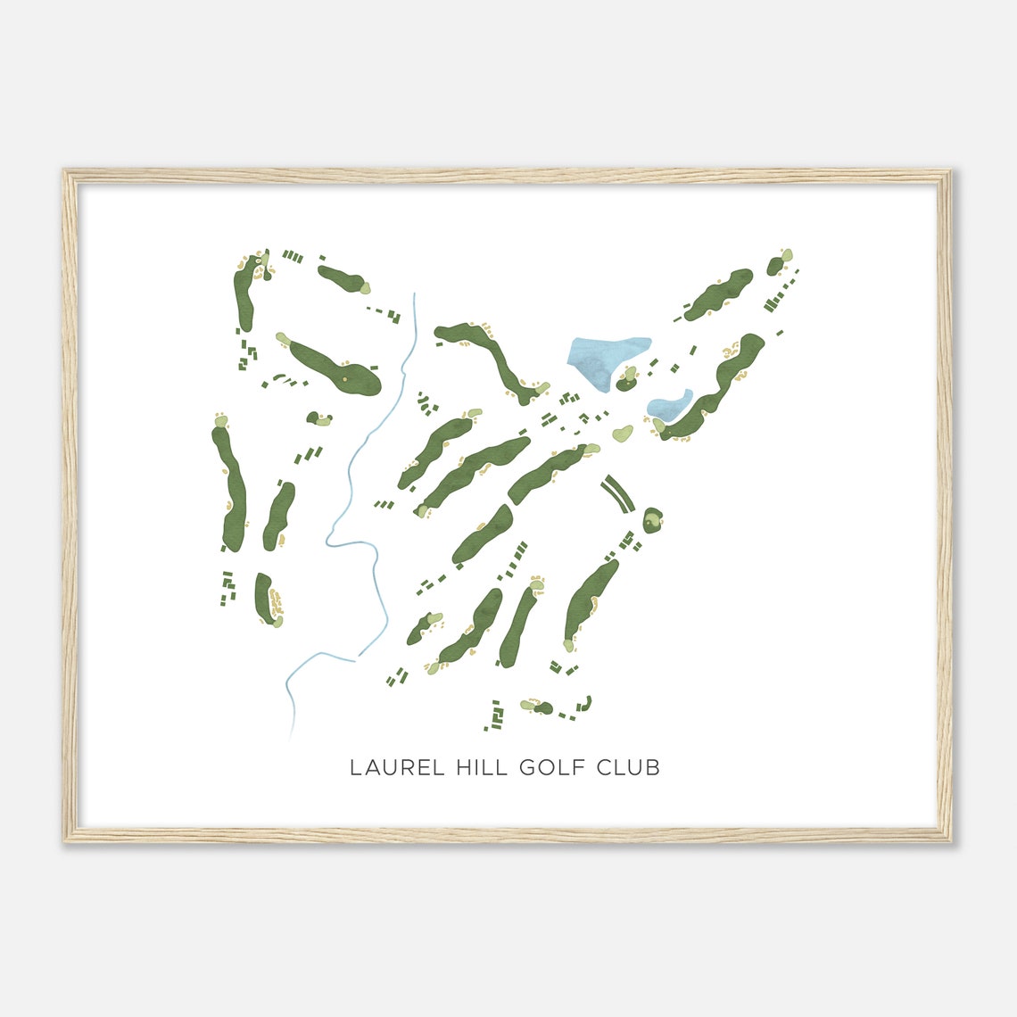 Laurel Hill Golf Club Modern Watercolor Golf Course Map Poster