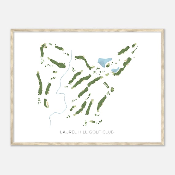 Laurel Hill Golf Club Modern Watercolor Golf Course Map Poster